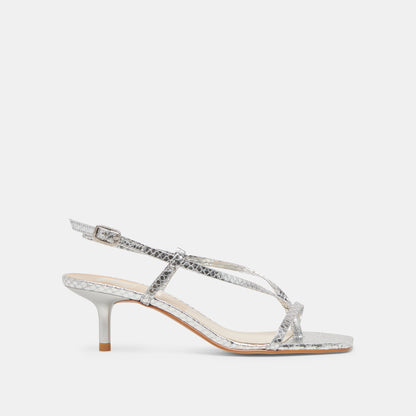 Dolce Vita LAURY HEELS SILVER EMBOSSED LEATHER