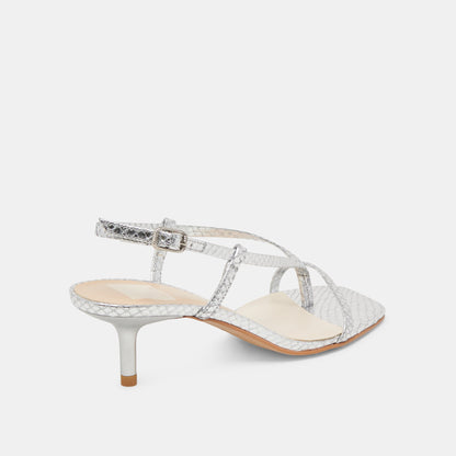 Dolce Vita LAURY HEELS SILVER EMBOSSED LEATHER