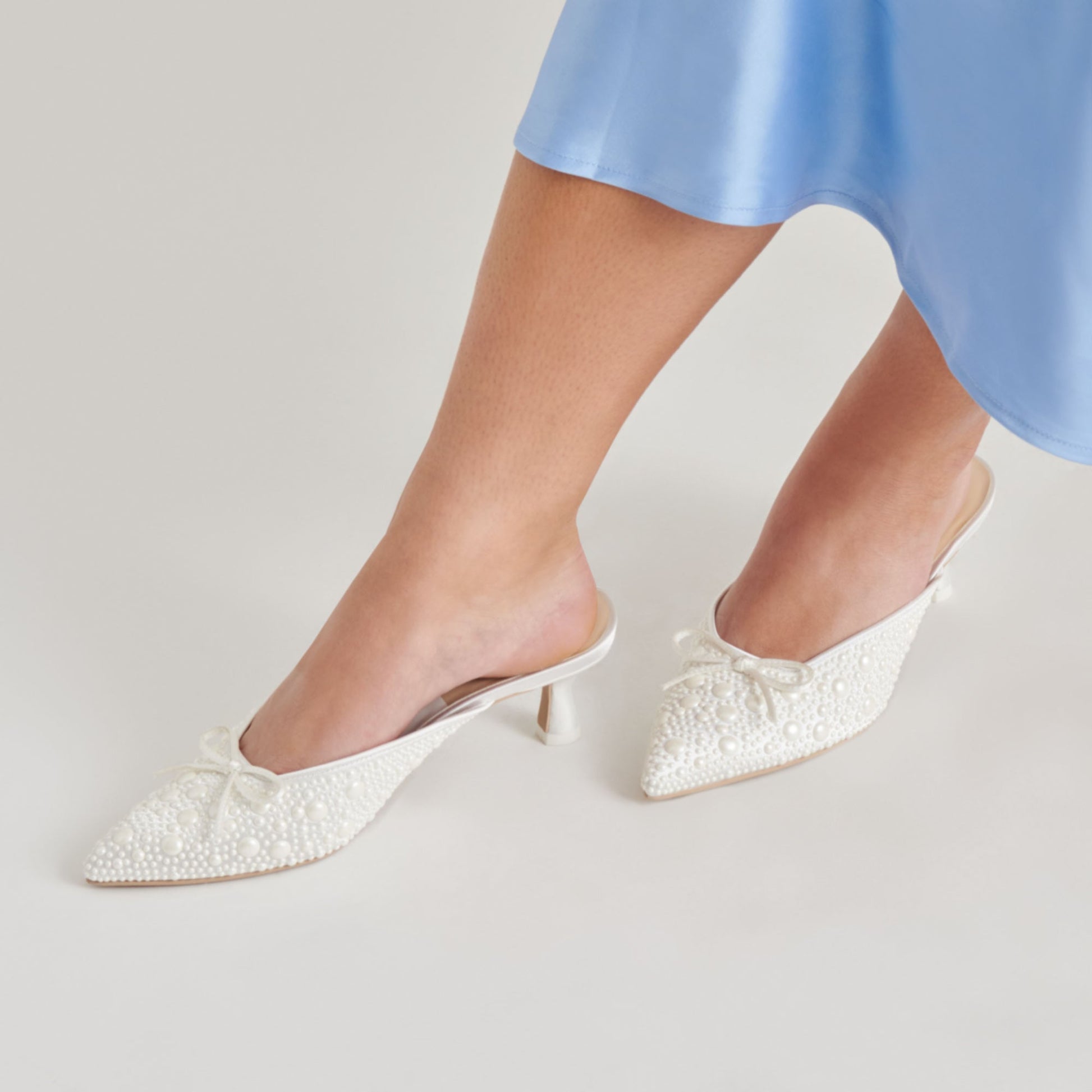 Dolce Vita CLAYTN PEARL HEELS TRUE WHITE SATIN