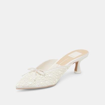 Dolce Vita CLAYTN PEARL HEELS TRUE WHITE SATIN