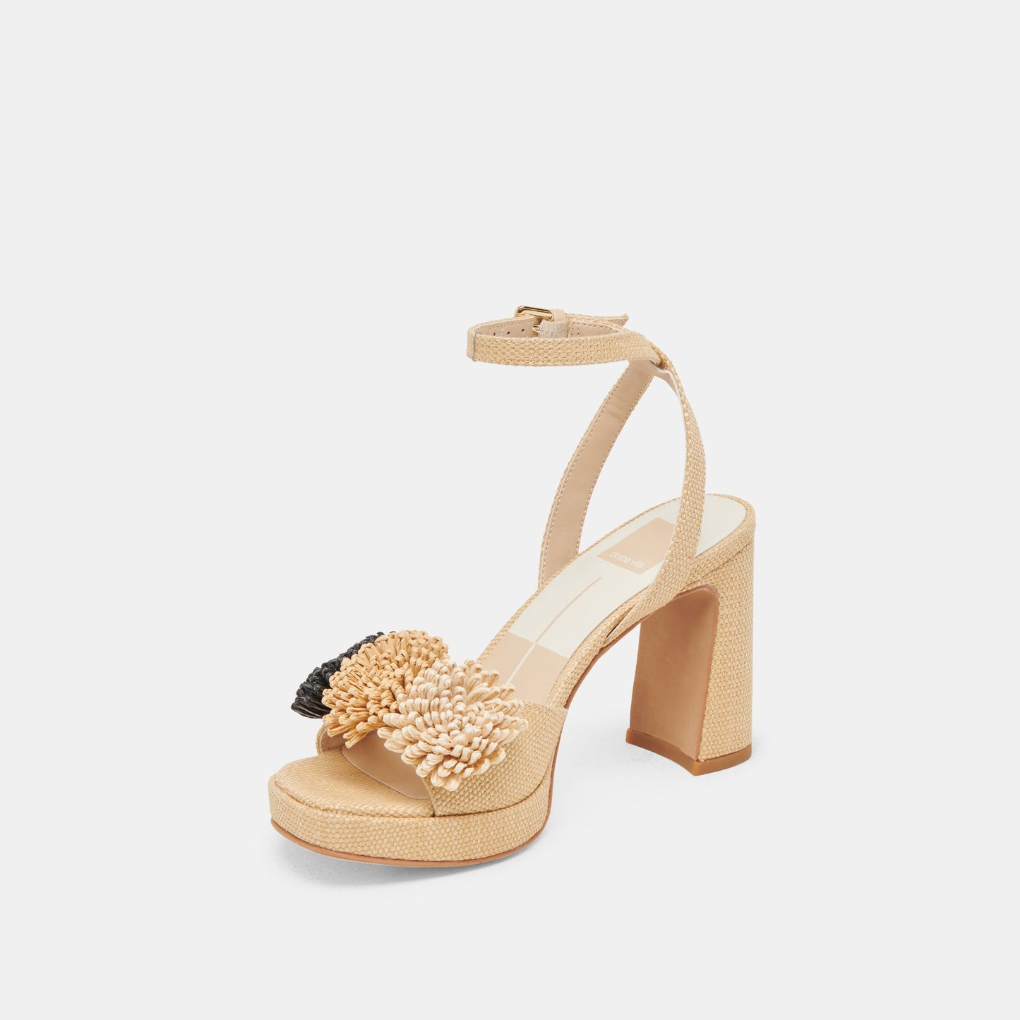 Dolce Vita OLIVEA HEELS BLACK NATURAL RAFFIA