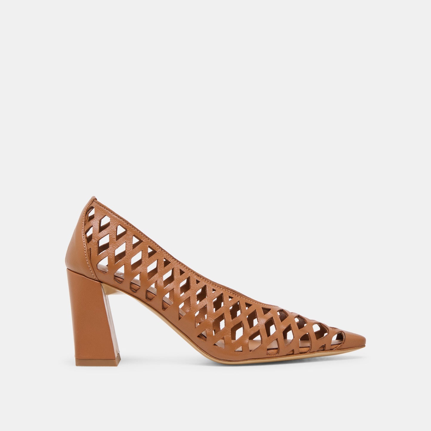 Dolce Vita Tanya Cognac Woven Leather Heels