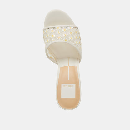 Dolce Vita LAVENA FLORAL HEELS WHITE YELLOW FLORAL MESH