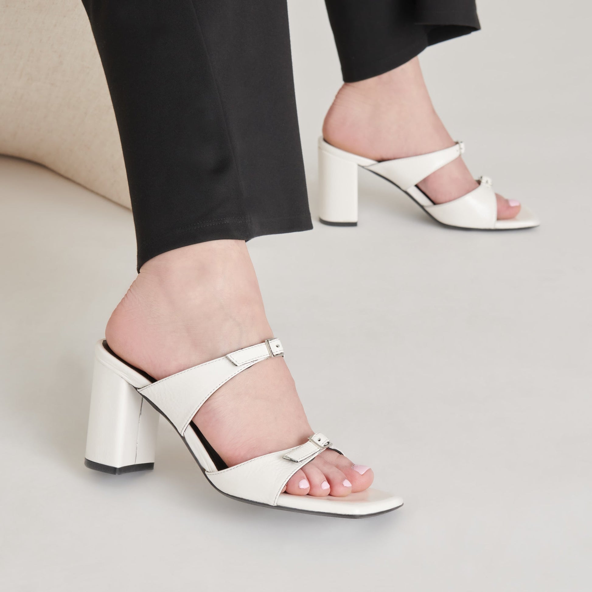 Dolce Vita SHANE HEELS OFF WHITE CRINKLE PATENT