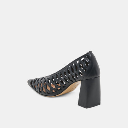Dolce Vita Tanya Black Woven Leather Heels