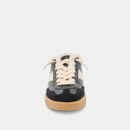 Dolce Vita Notice Slide Plush Black Woven Leather Sneakers