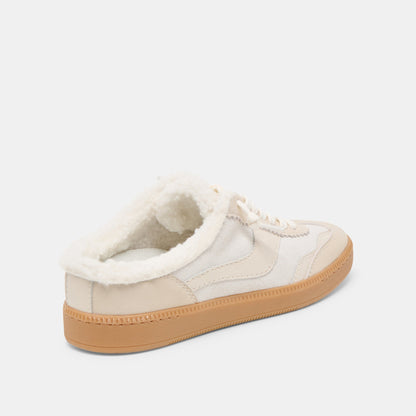 Dolce Vita Notice Slide Plush Off White Crackled Leather Sneakers