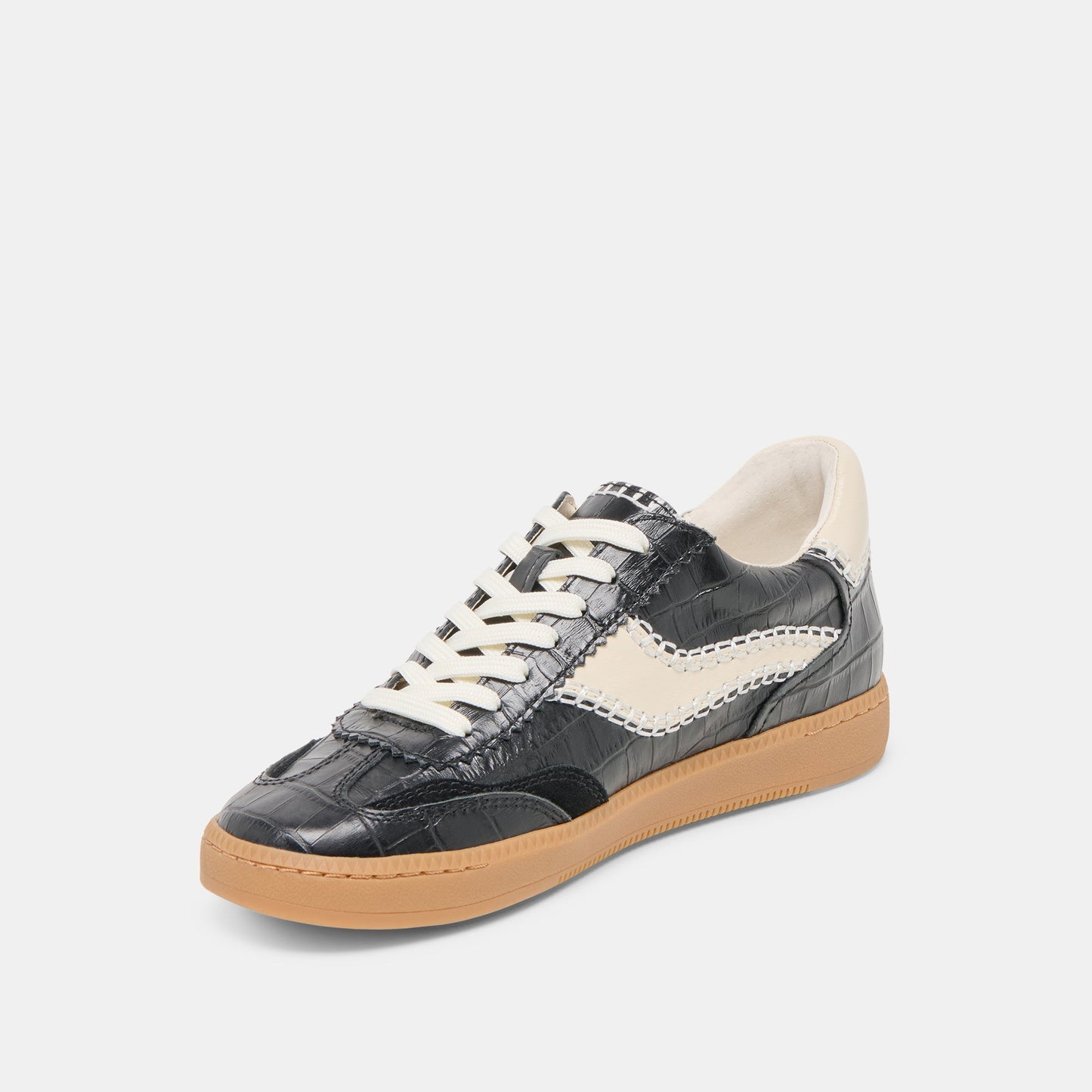 Dolce Vita NOTICE STITCH SNEAKERS NOIR CROCO EMBOSSED LEATHER
