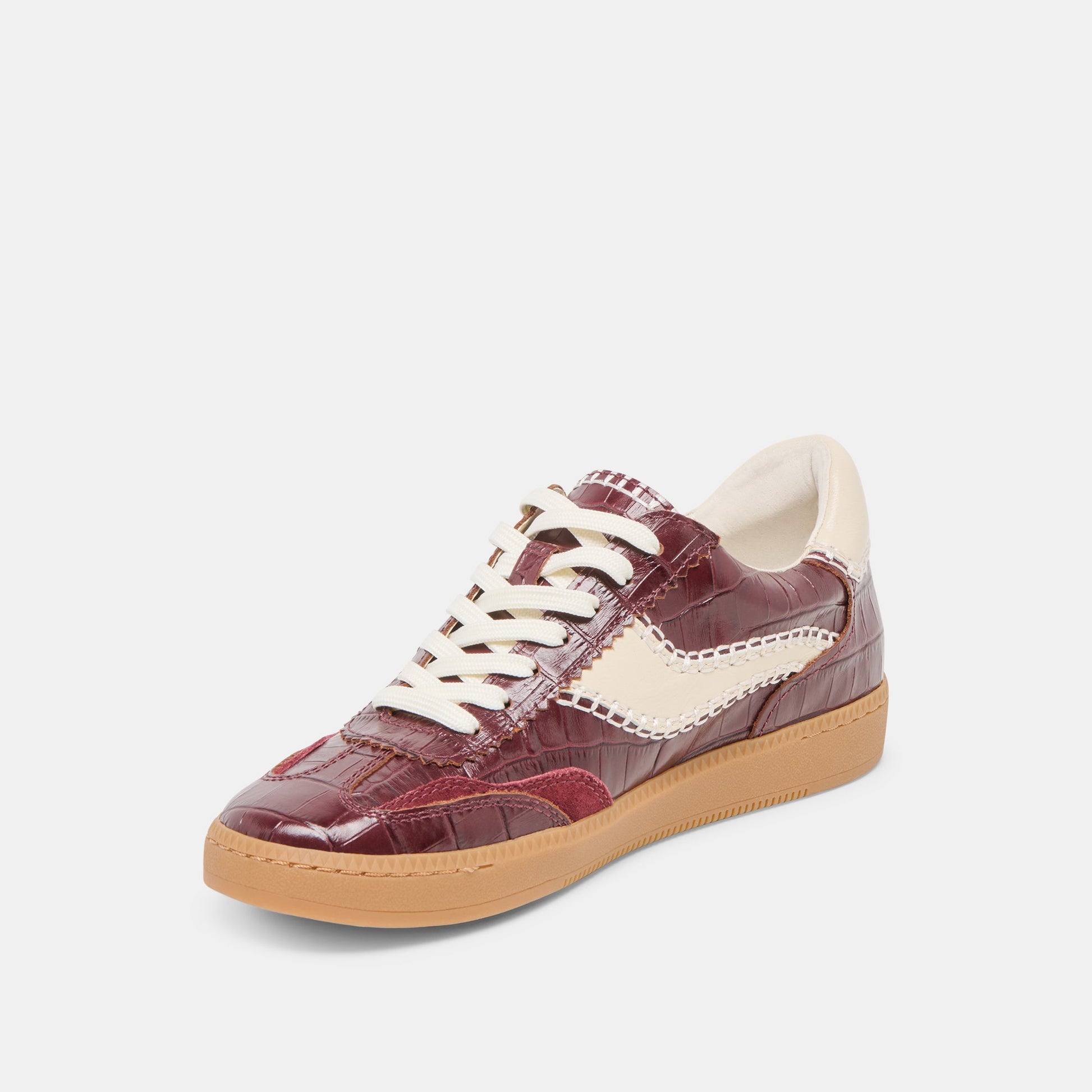 Dolce Vita NOTICE STITCH SNEAKERS OXBLOOD CROCO EMBOSSED LEATHER