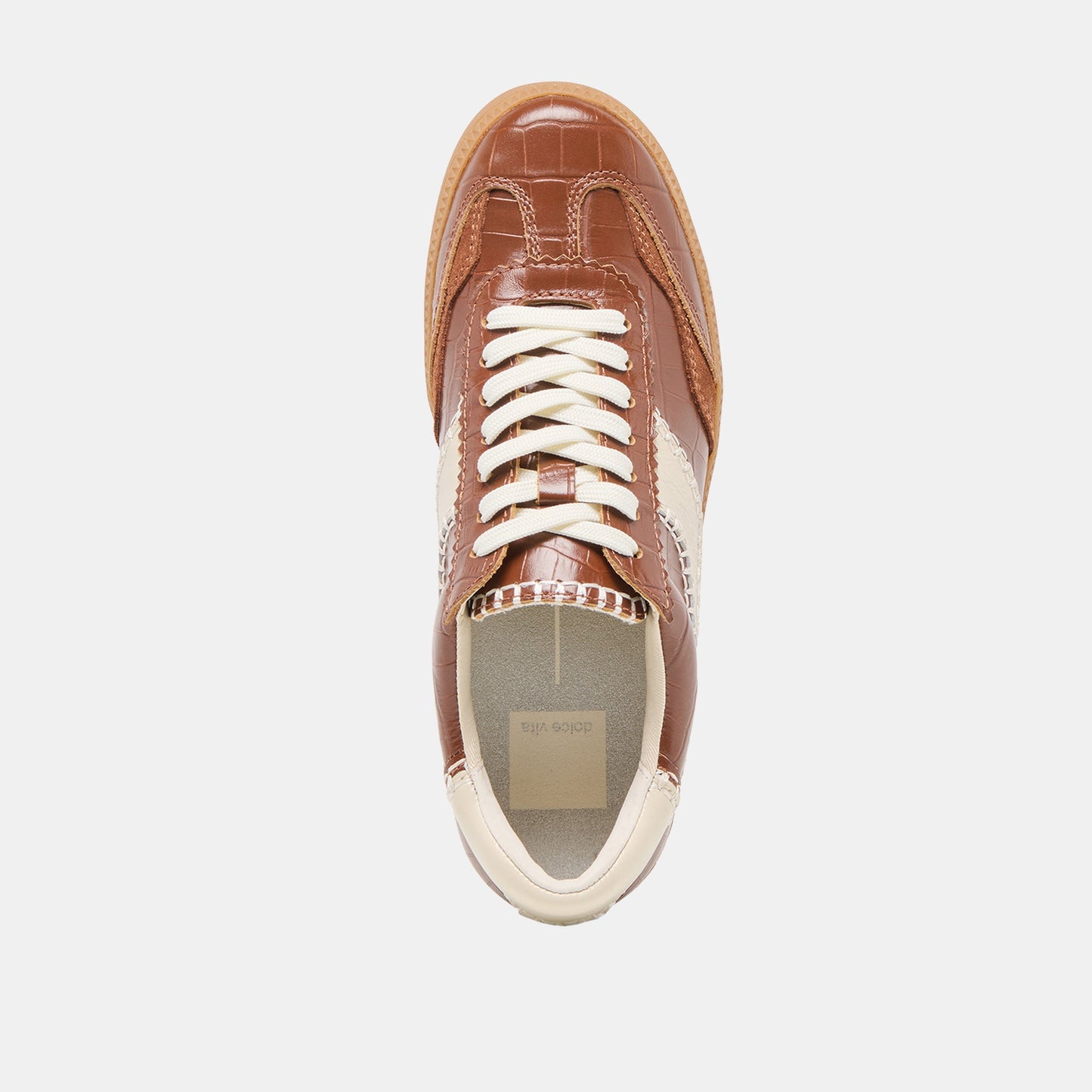 Dolce Vita NOTICE STITCH SNEAKERS COGNAC CROCO EMBOSSED LEATHER