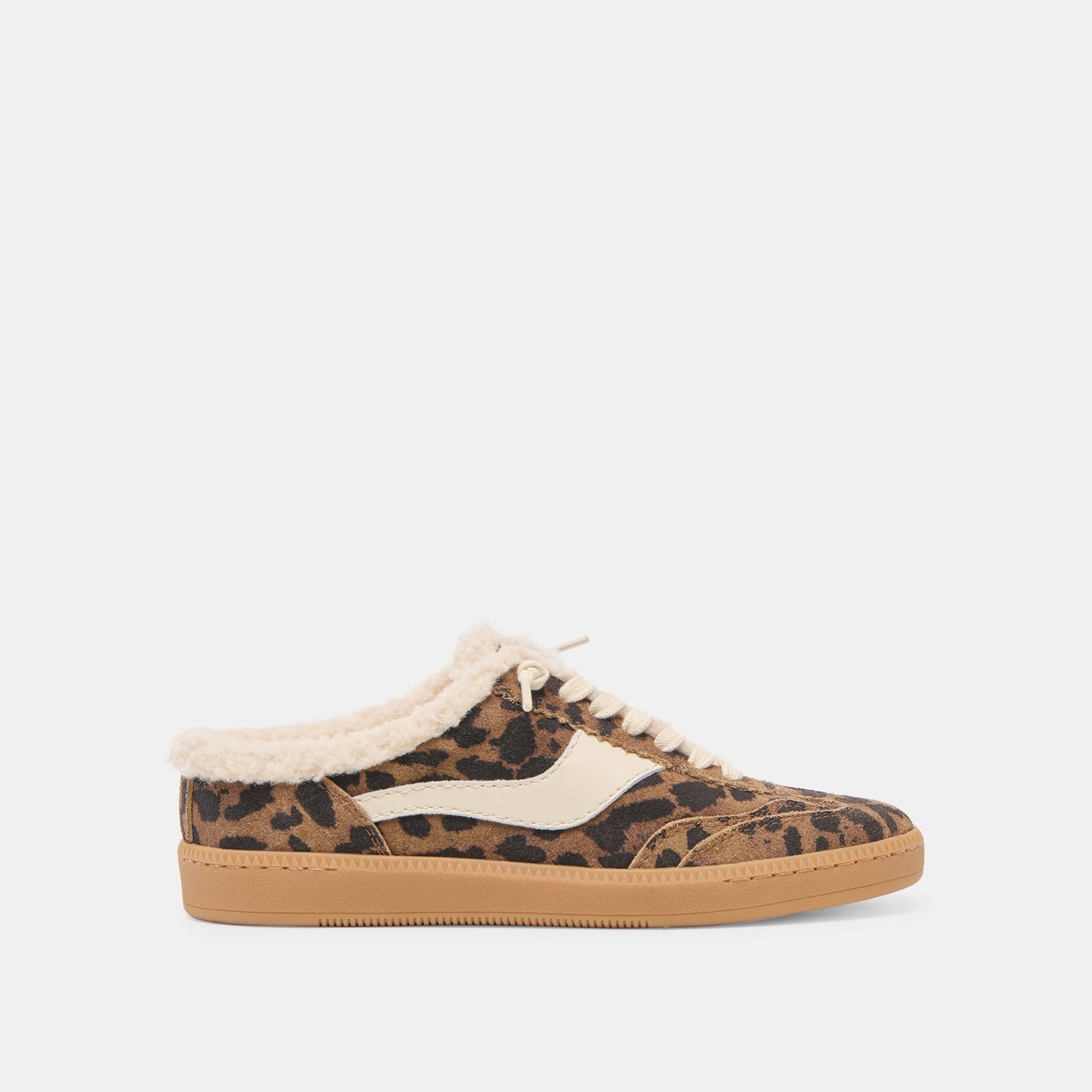 Dolce Vita Notice Slide Plush Brown Leopard Printed Suede Sneakers