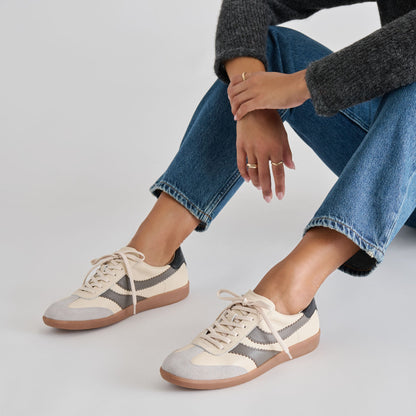 Dolce Vita Merit White Grey Leather Sneakers