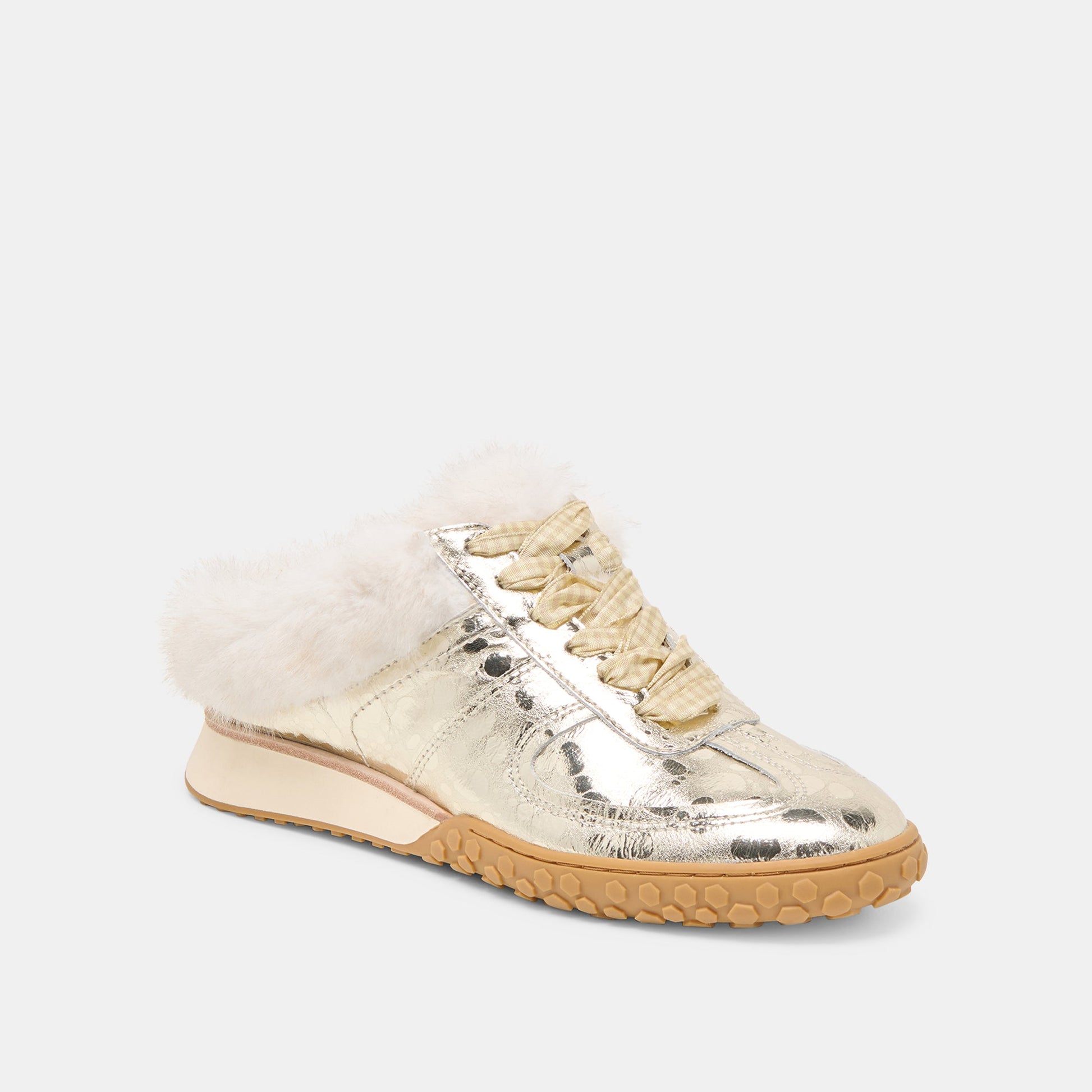 Dolce Vita Izzey Plush Platinum Leather Sneakers