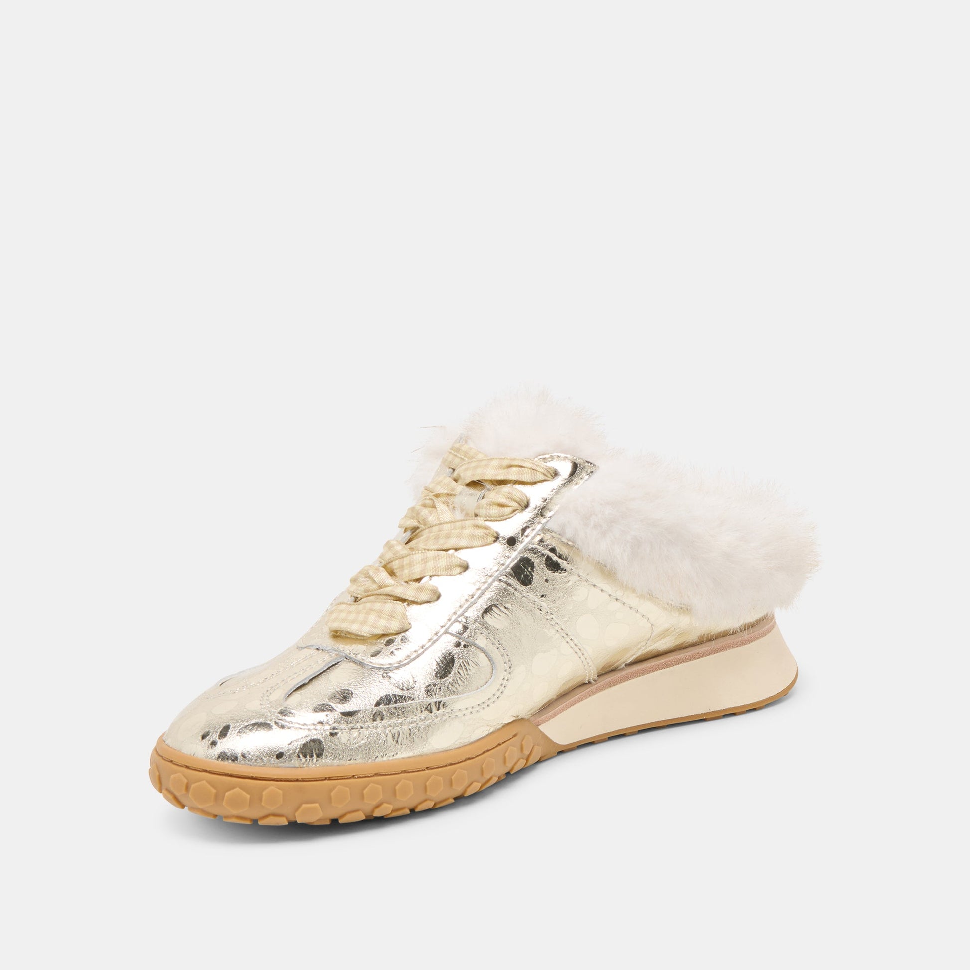 Dolce Vita Izzey Plush Platinum Leather Sneakers