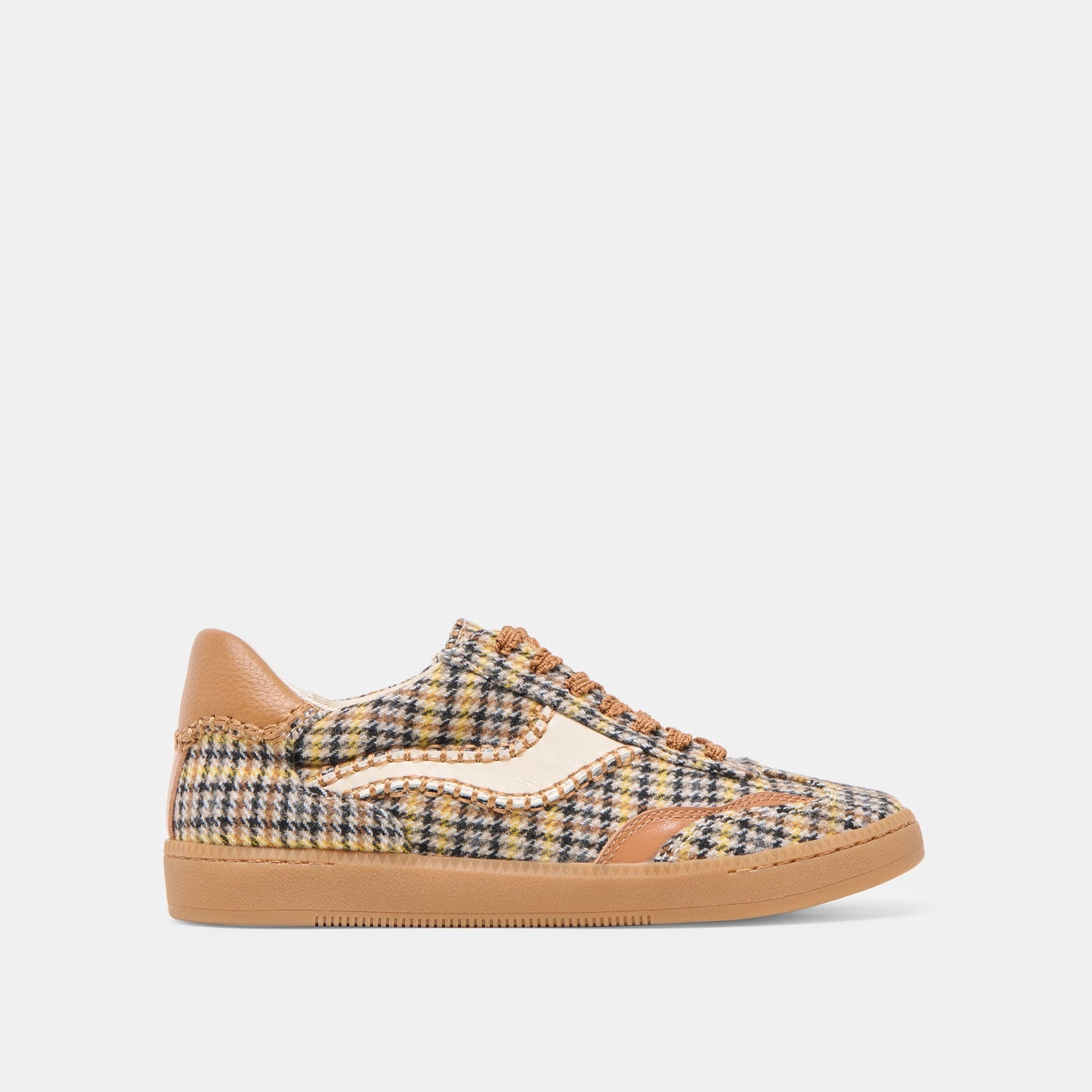 Dolce Vita Notice Stitch Yellow Plaid Tweed Sneakers