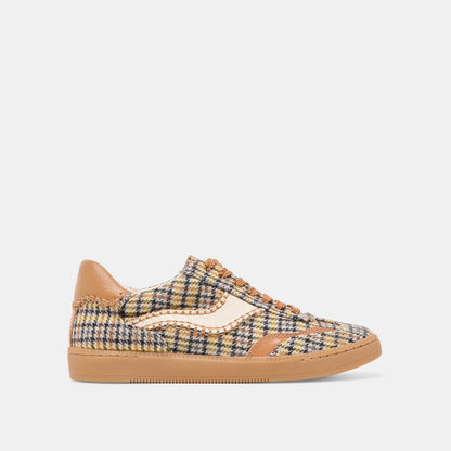 Dolce Vita Notice Stitch Yellow Plaid Tweed Sneakers