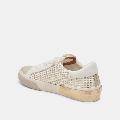 Dolce Vita Zina Bone Gold Woven Wide Sneakers