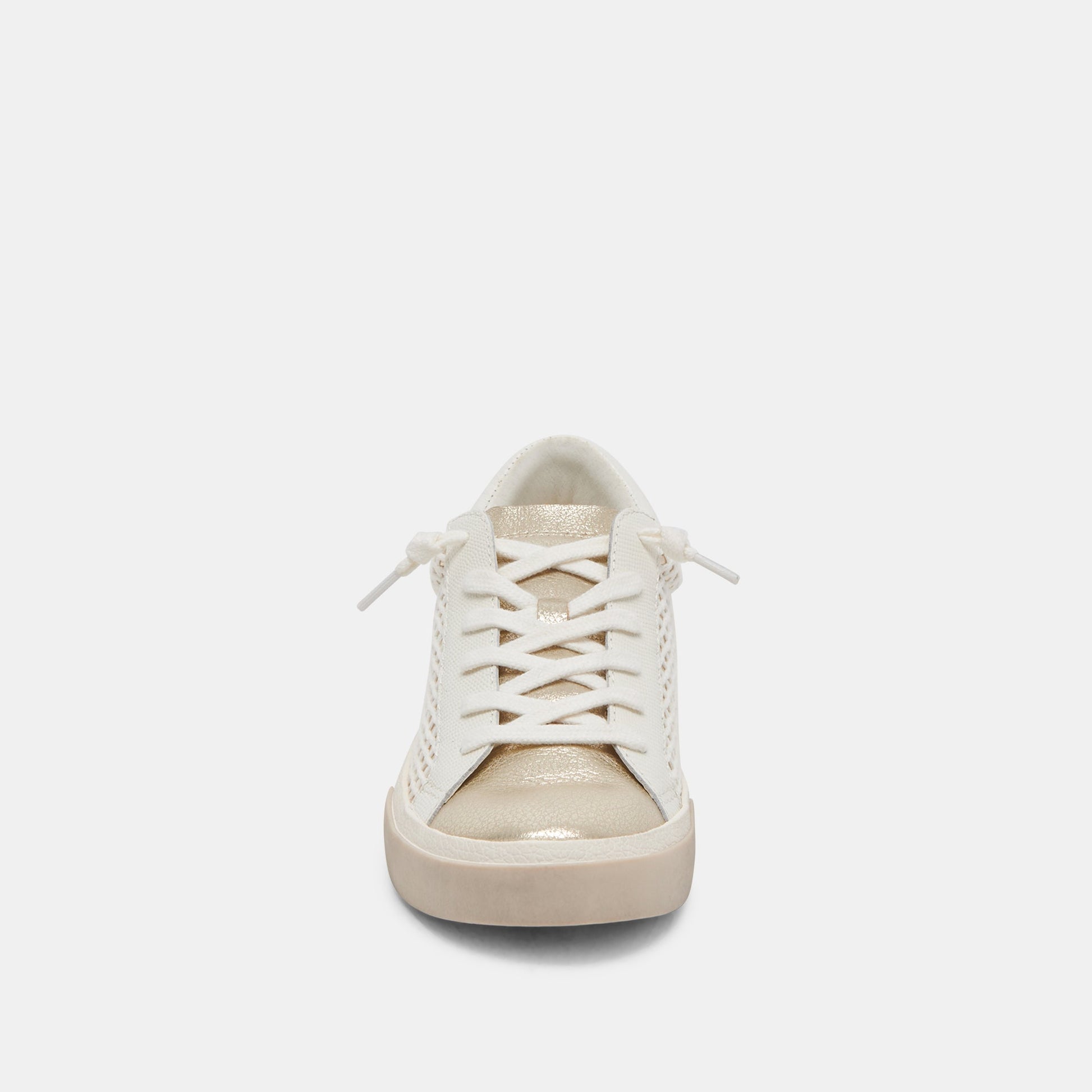 Dolce Vita Zina Bone Gold Woven Wide Sneakers