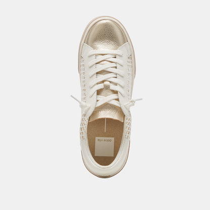 Dolce Vita Zina Bone Gold Woven Wide Sneakers