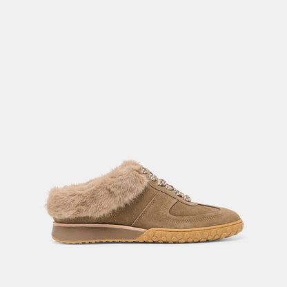 Dolce Vita Izzey Plush Olive Suede Sneakers