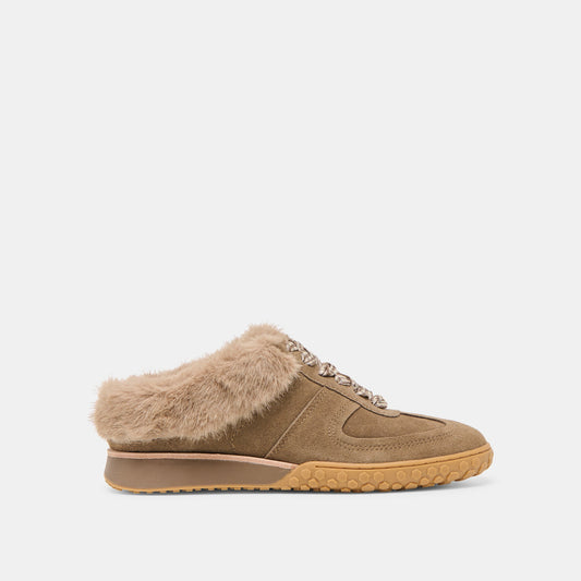 Dolce Vita Izzey Plush Olive Suede Sneakers