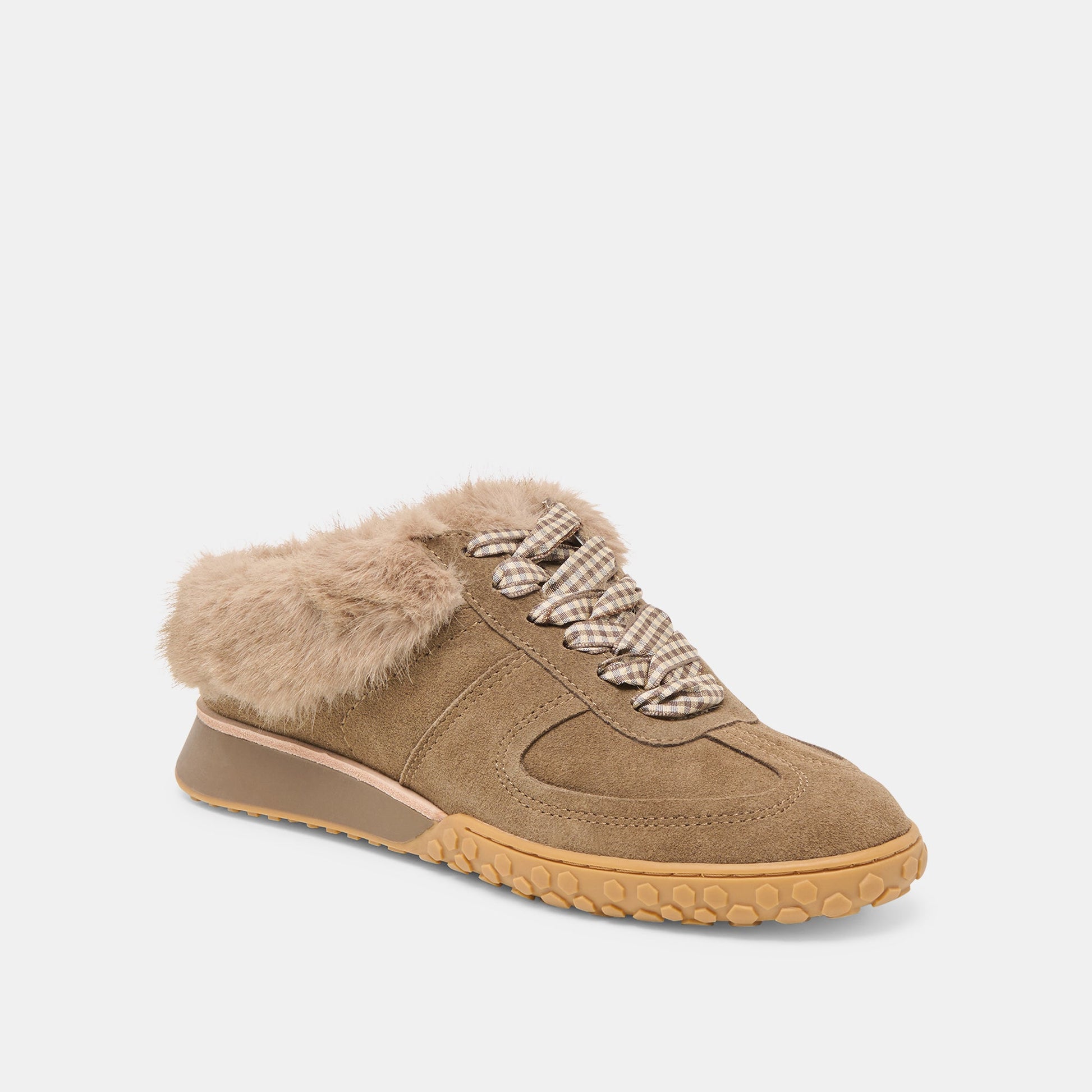 Dolce Vita Izzey Plush Olive Suede Sneakers
