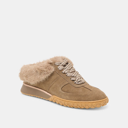 Dolce Vita Izzey Plush Olive Suede Sneakers