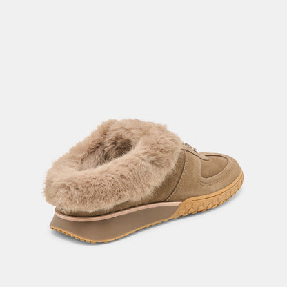 Dolce Vita Izzey Plush Olive Suede Sneakers