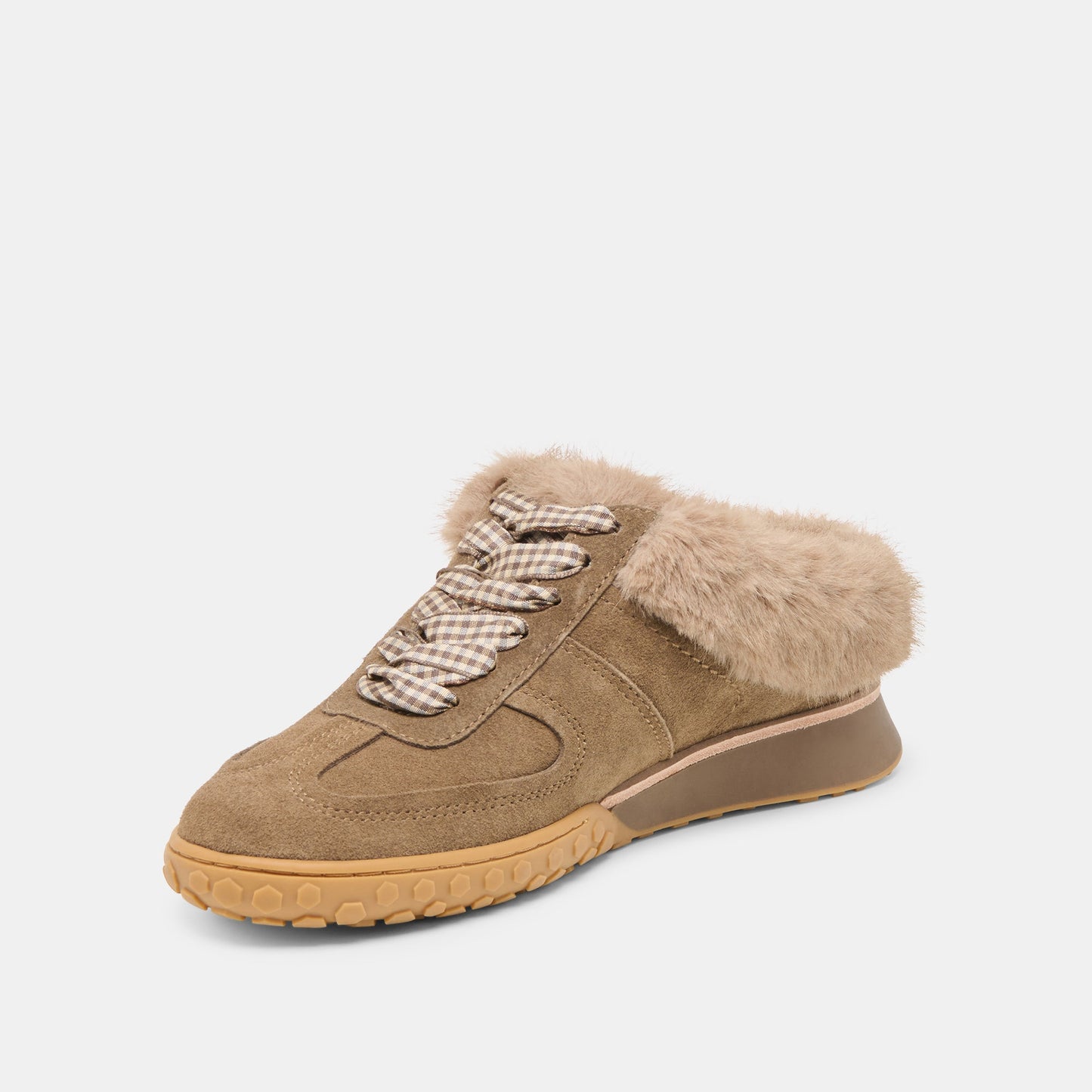 Dolce Vita Izzey Plush Olive Suede Sneakers