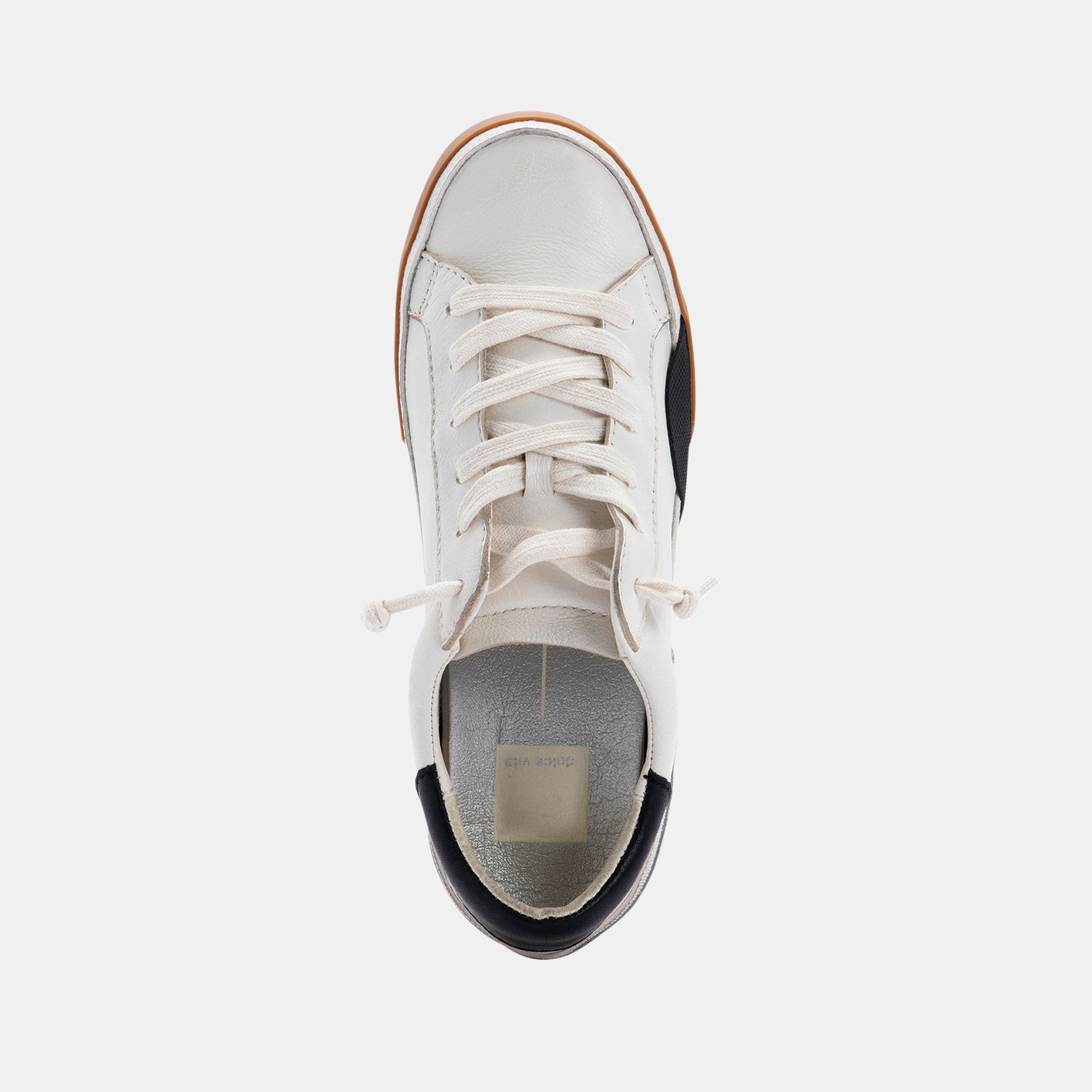 Dolce Vita Zina Wide Sneakers White Black Leather