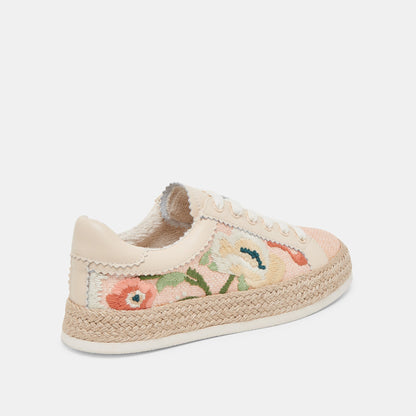 Dolce Vita Azalia Pink Floral Raffia Sneakers