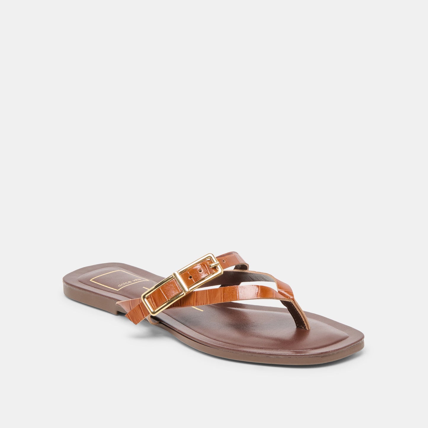 Dolce Vita Piers Cognac Croco Embossed Leather Sandals