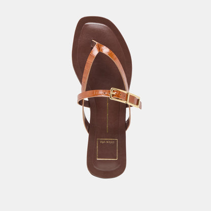 Dolce Vita Piers Cognac Croco Embossed Leather Sandals