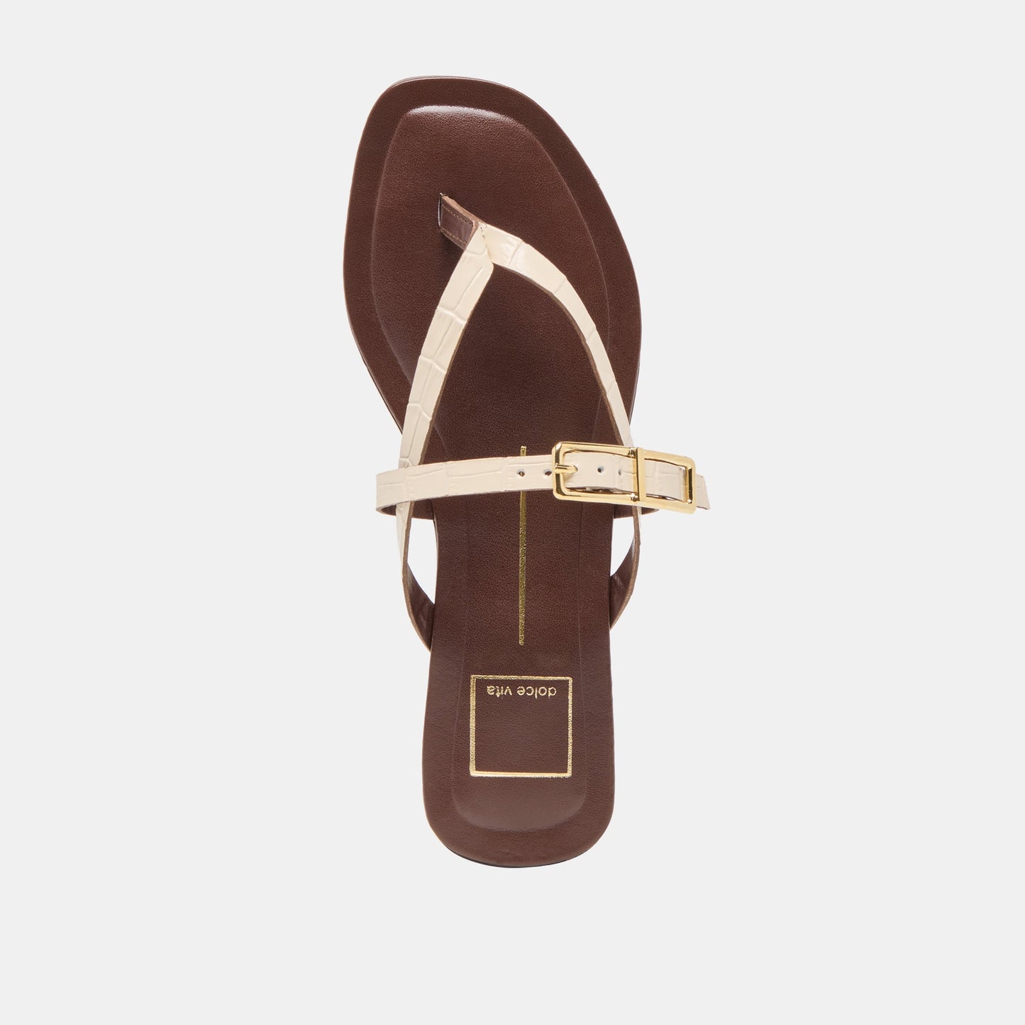 Dolce Vita Piers Beige Croco Embossed Leather Sandals