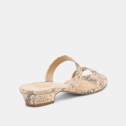Dolce Vita Kamile Natural Snake Embossed Leather Sandals