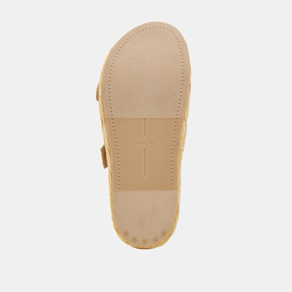 Dolce Vita Falyn Brown Natural Woven Raffia Sandals