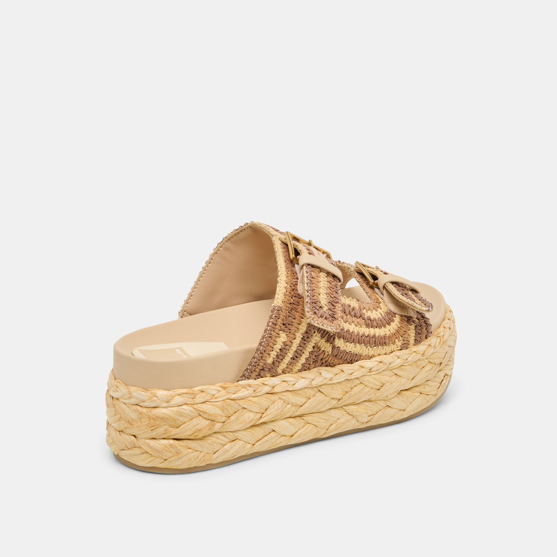 Dolce Vita Falyn Brown Natural Woven Raffia Sandals