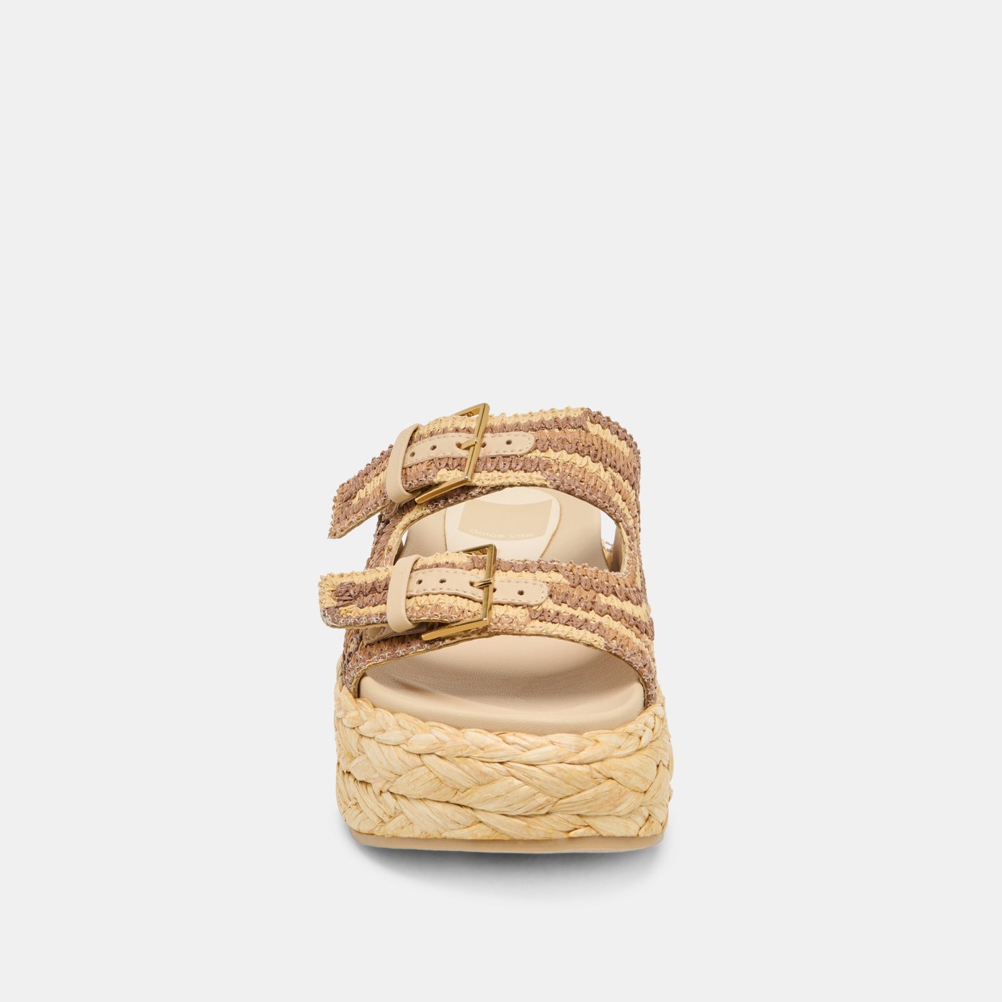 Dolce Vita Falyn Brown Natural Woven Raffia Sandals