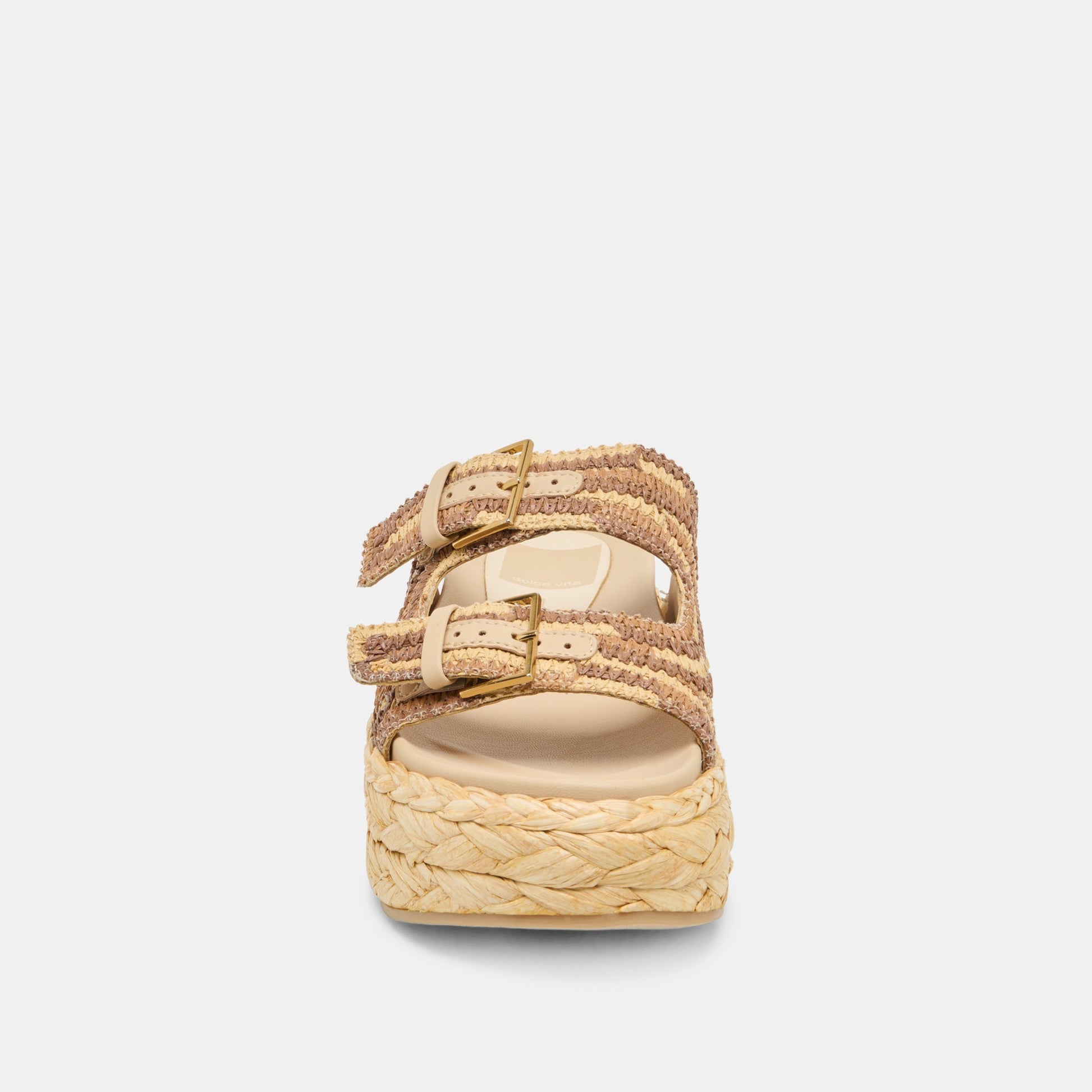 Dolce Vita Falyn Brown Natural Woven Raffia Sandals