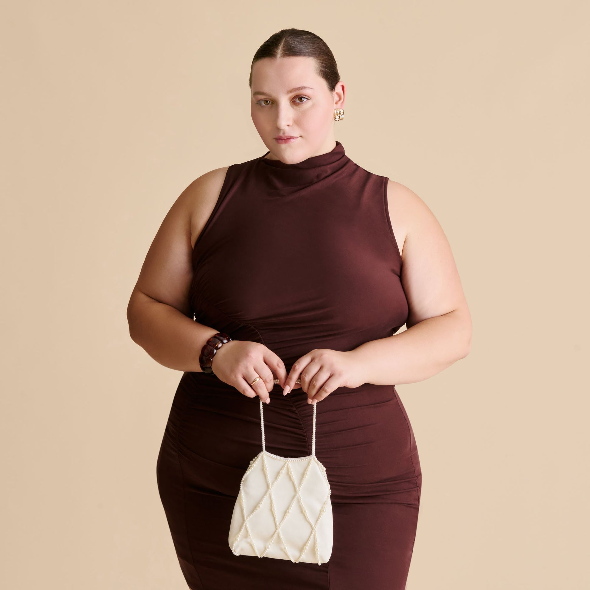 Dolce Vita Serilda Ivory Satin Handbag