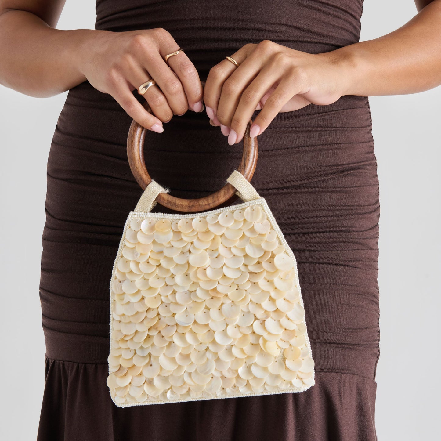Dolce Vita Allegra Natural Sequin Handbag