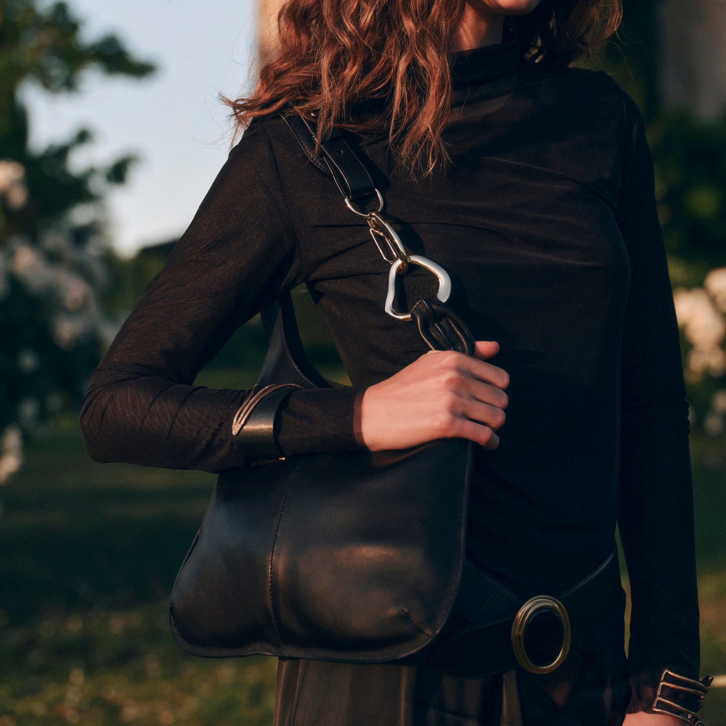 Dolce Vita Johnnie Black Leather Shoulder Bag