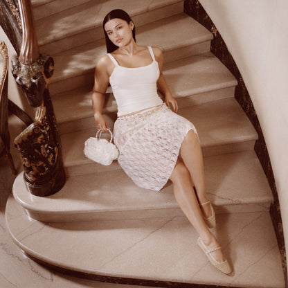 Dolce Vita Aubrey White Satin Handbag