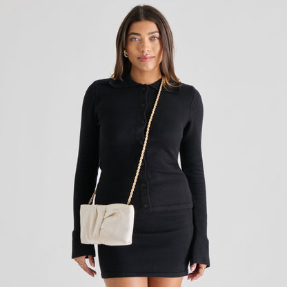 Dolce Vita Rozey White Satin Clutch