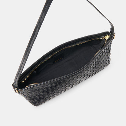 Dolce Vita Savaii Black Woven Leather Shoulder Bag