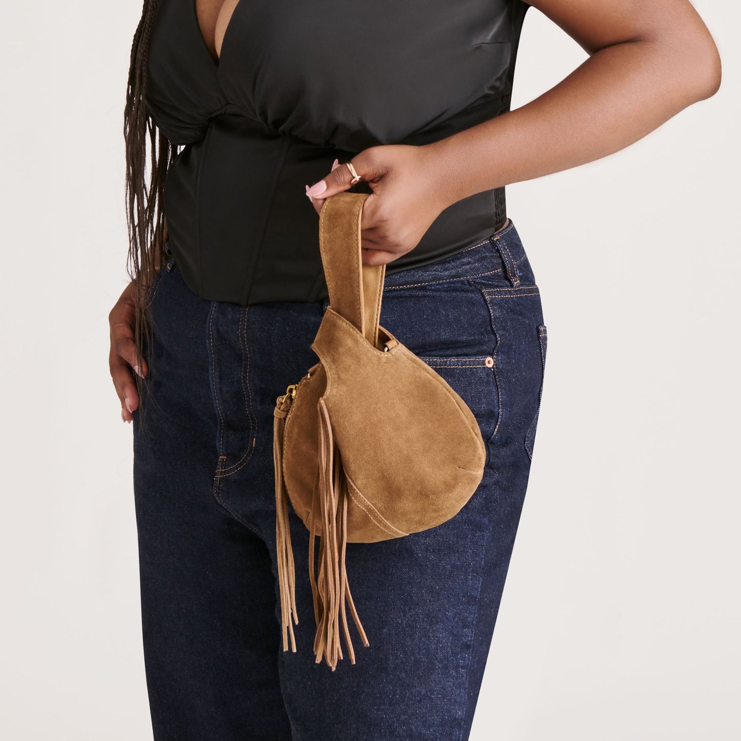 Dolce Vita Zury Camel Suede Handbag