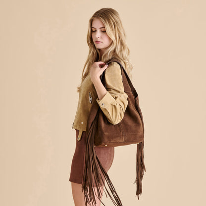 Dolce Vita Nakoma Chocolate Suede Shoulder Bag