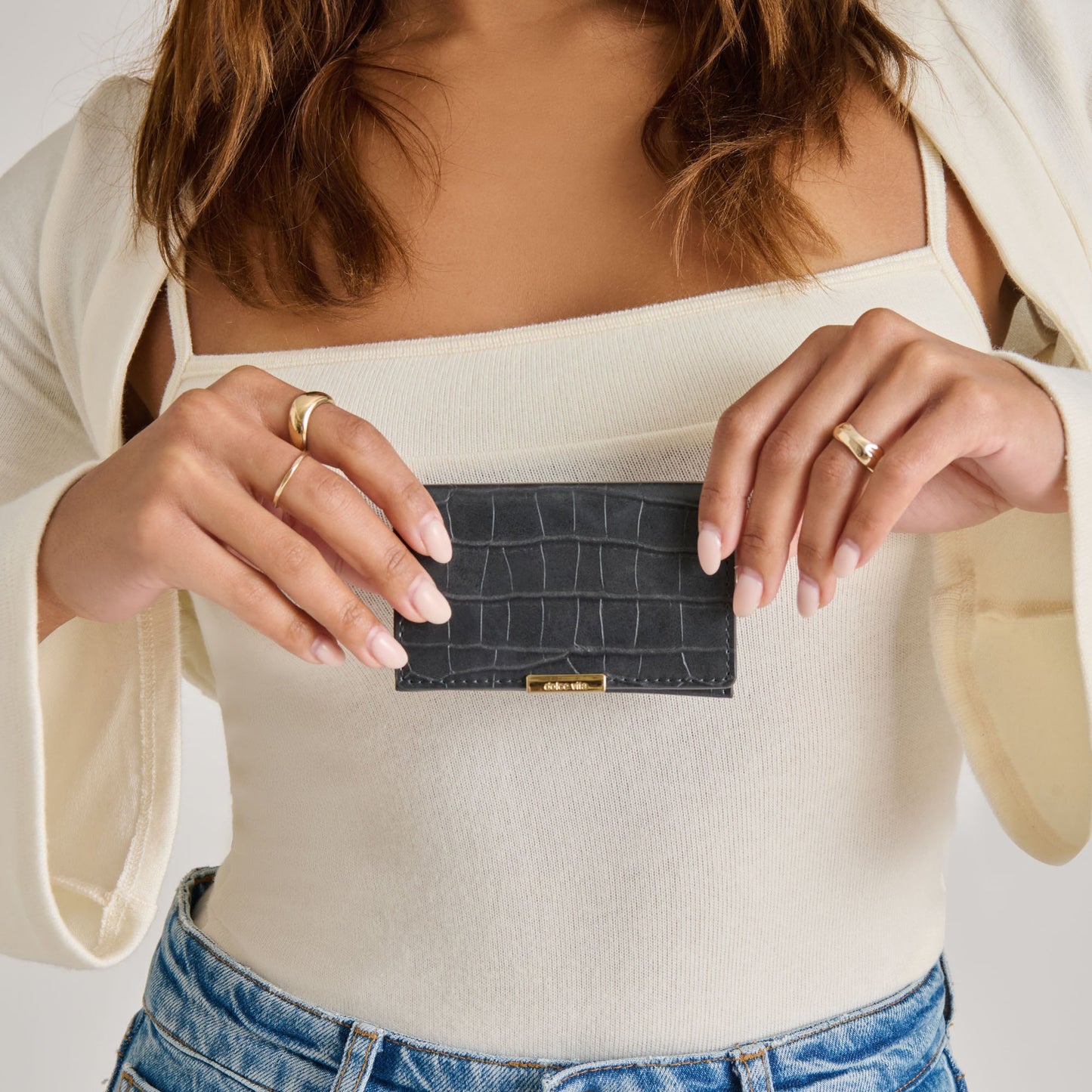 Dolce Vita Mini-Me Grey Croco Stella Wallet