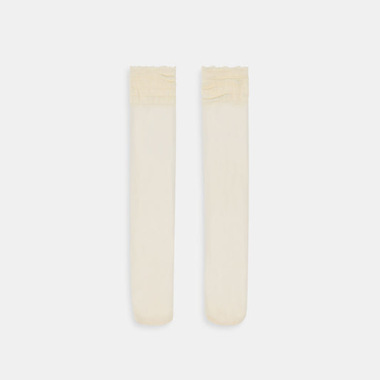 Dolce Vita Ruffle Ivory Sheer Knee High Socks