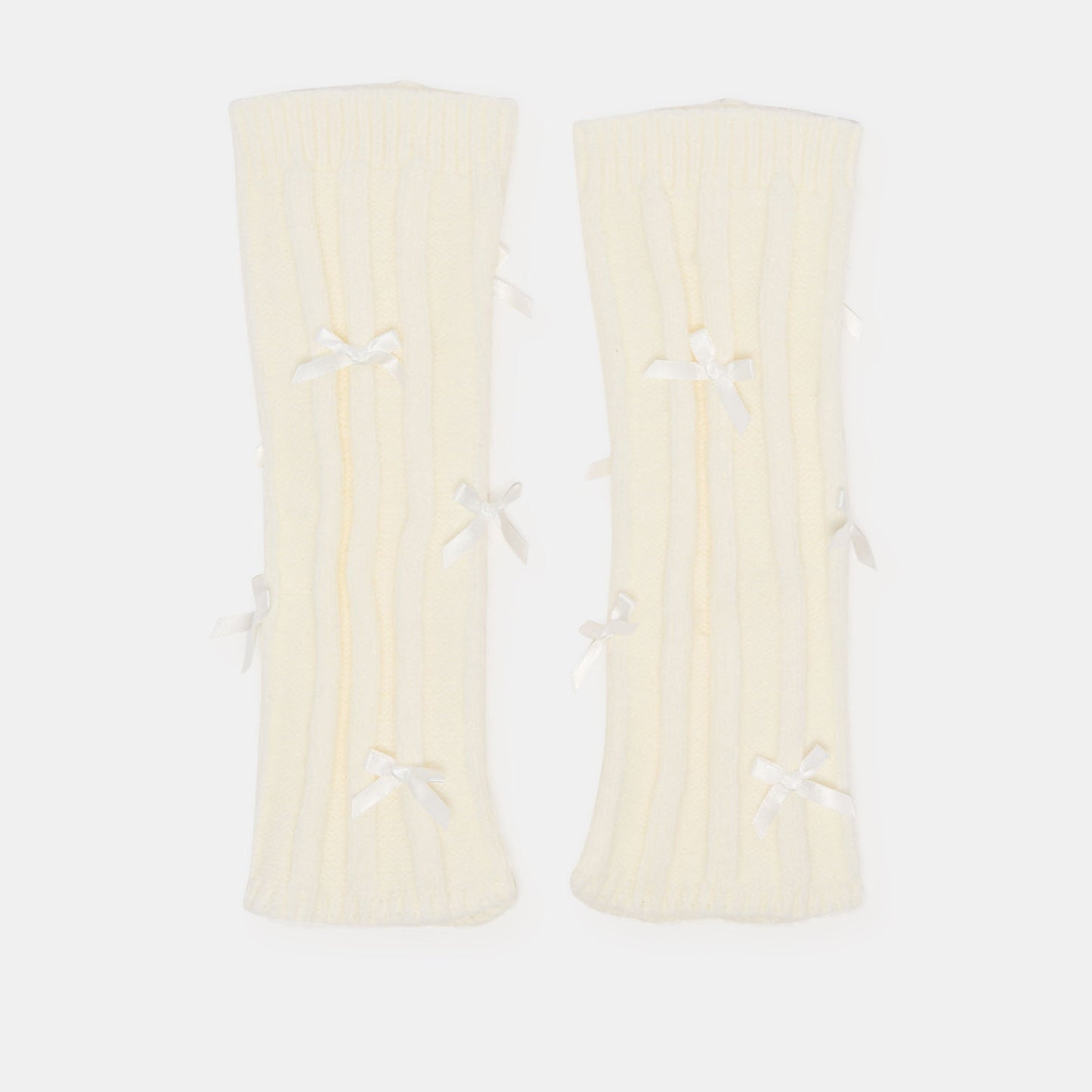 Dolce Vita Satin Bow Ivory Leg Warmers